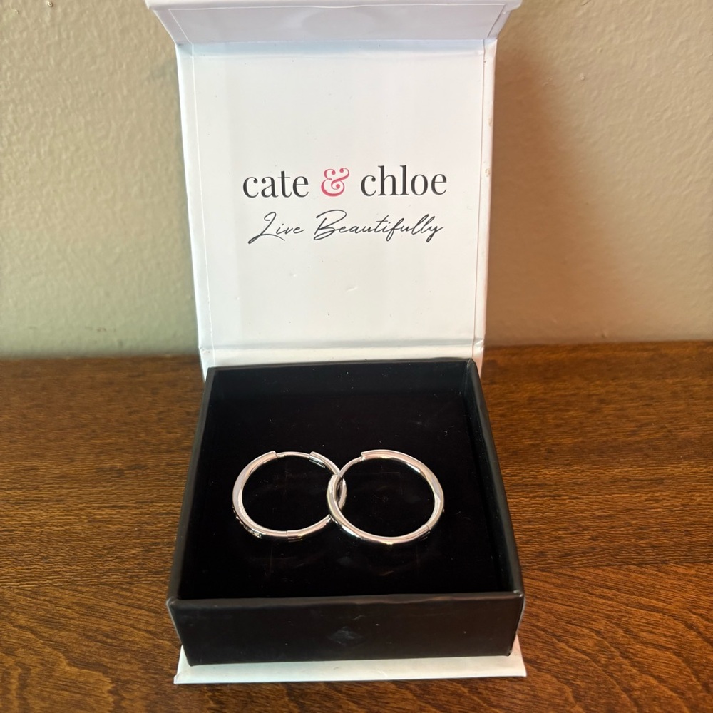 Cate & Chloe Silver Minimalist hoop Earrings